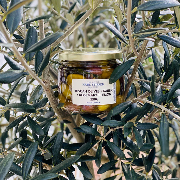 Tuscan Olives + Garlic + Rosemary + Lemon
